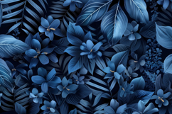 Blue Flowers and Leaves Background Wallpaper Product Image 1