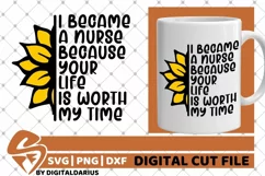 Nurse svg, Sunflower svg, Nurse Life svg, Medical, Flower Product Image 1