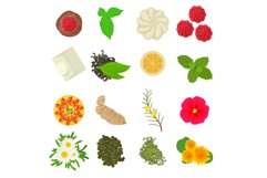 Herbal seasoning icons set, cartoon style Product Image 1
