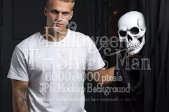 Halloween T Shirt Mockup Male, White T-Shirt Mockup, d28 Product Image 1