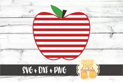 Striped Apple - School Teacher SVG PNG DXF Cut Files Product Image 2