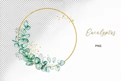 Watercolor Eucalyptus Green Gold Wreath Clipart Product Image 2