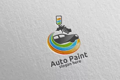 Car Painting Logo with Spray Gun and Sport Car Concept 6 Product Image 1