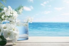 Serene beachside with orchids and clear vase Product Image 1
