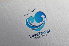 Travel and Tourism Logo with Love, Sea, and Beach Product Image 1