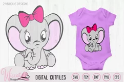 Girl elephant svg, newborn svg, dxf cut file, fcm file, Product Image 2
