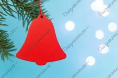 Photo of a red Christmas bell mockup on the winter branch Product Image 2