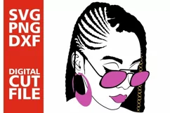 Black Woman with glasses svg, Braid Hairstyle, Afro woman Product Image 1
