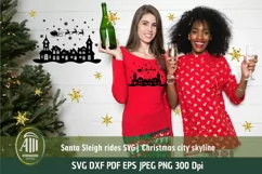 Santa sleigh rides SVG|Christmas SVG|Cityscape|City skyline Product Image 4