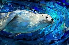 Stained Glass Sea Lion Background Wallpaper Product Image 1