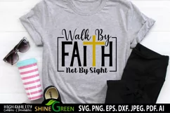 Christian SVG Walk By Faith Christian Quotes T-Shirt Design Product Image 3