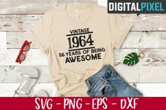 Vintage 1964 Svg, 56 Years of Being Awesome, 56th Birthday Product Image 2