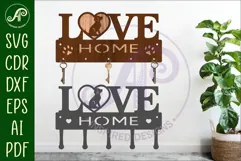 Dogs LOVE word Key holder designs for wood and metal Product Image 1