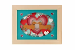 Valentine 3D Shadow Box SVG Sausage Dogs Layered Paper Cut Product Image 6