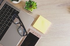 Stylish workspace on a wooden office desk, business concept Product Image 1