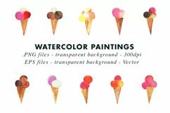 Watercolor Ice Cream Sublimation Clipart in PNG & Vector EPS Product Image 2