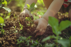 Children Hands Planting Background Wallpaper Product Image 1