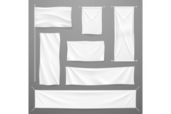 White textile advertising banners. Blank fabric cloths hangi Product Image 1