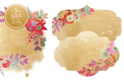 Winter Bouquet &amp; Label Clipart Set Product Image 4