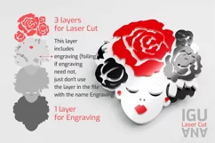 3d layered woman face svg laser cut, womens day crafting svg Product Image 2