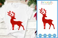 Buffalo Plaid Reindeer SVG - Christmas Deer SVG Buffalo Plai Product Image 1
