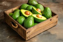 Fresh avocados in wooden crate Product Image 1