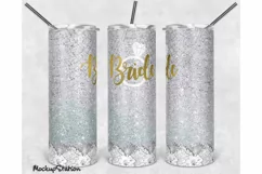 Bride Glitter 20oz Skinny Tumbler Sublimation Design PNG Product Image 1