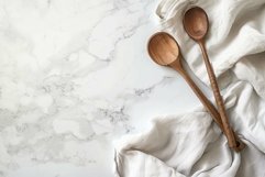 Flatlay photo, marble kitchen counter with copy space Product Image 1