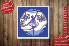 Papercut 3D Layered Ballerina and Butterflies Lightbox Product Image 5