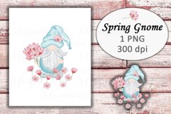Cute Spring Gnome with Flowers Png Product Image 1
