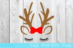 Reindeer Face SVG Reindeer Eyes SVG Reindeer Eyelash SVG Product Image 2