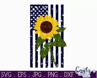 Grunge Sunflower American Flag Svg Product Image 2