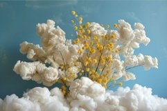 Dreamy mimosa flower arrangement with clouds Product Image 1