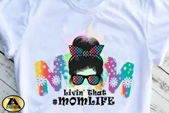Mom Sublimation Mothers day PNG MOM life Messy Bun polka dot Product Image 4