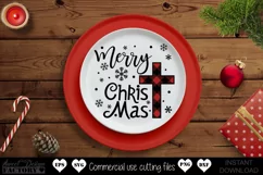 Merry Christmas SVG, buffalo plaid cross svg Product Image 5