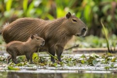 Capybara with Baby Background Wallpaper Product Image 1