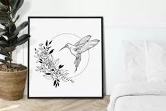 Hummingbird svg, Wreath with peony, Flying bird png Product Image 2