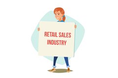 Retail Sales Industry Promoters Vector. Person Standing With Product Image 1