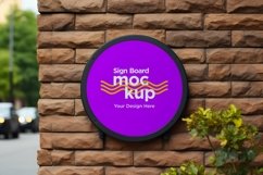 rounded Sign Board Mockup on Building Wall Product Image 1