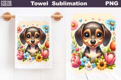 Dachshund Floral Towel | Dog Kitchen Towel Product Image 1