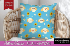 Dachshund Dog Pillow Sublimation Cute Chibi Puppy Pillow PNG Product Image 1