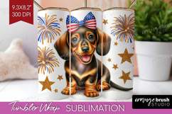 Dachshund Dog Tumbler Wrap Patriotic Dog Tumbler PNG Product Image 1