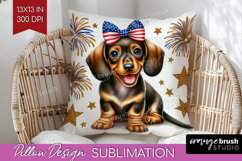 Dachshund Dog Pillow Sublimation Patriotic Dog Pillow Cover Product Image 1