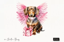 Valentine Dachshund Dog PNG | Valentine's Day Clipart Product Image 1