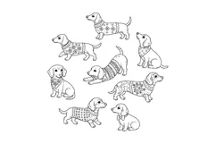 Dachshund Embroidery Pattern PDF Cute Sausage Dogs Sweaters Product Image 2