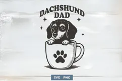 Dachshund Dad SVG PNG | Funny Wiener Dog Coffee Cup Clipart Product Image 1