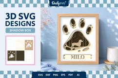 Dog Shadow Box Paw Dachshund 3D SVG Product Image 2