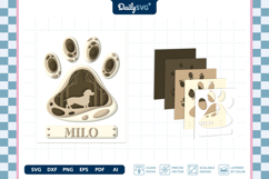 Dog Shadow Box Paw Dachshund 3D SVG Product Image 1