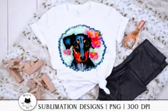 cute watercolor dachshund png design shown on t-shirt