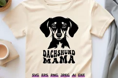 Dachshund Mama SVG | Retro Groovy Dog Lover Shirt Design Product Image 1